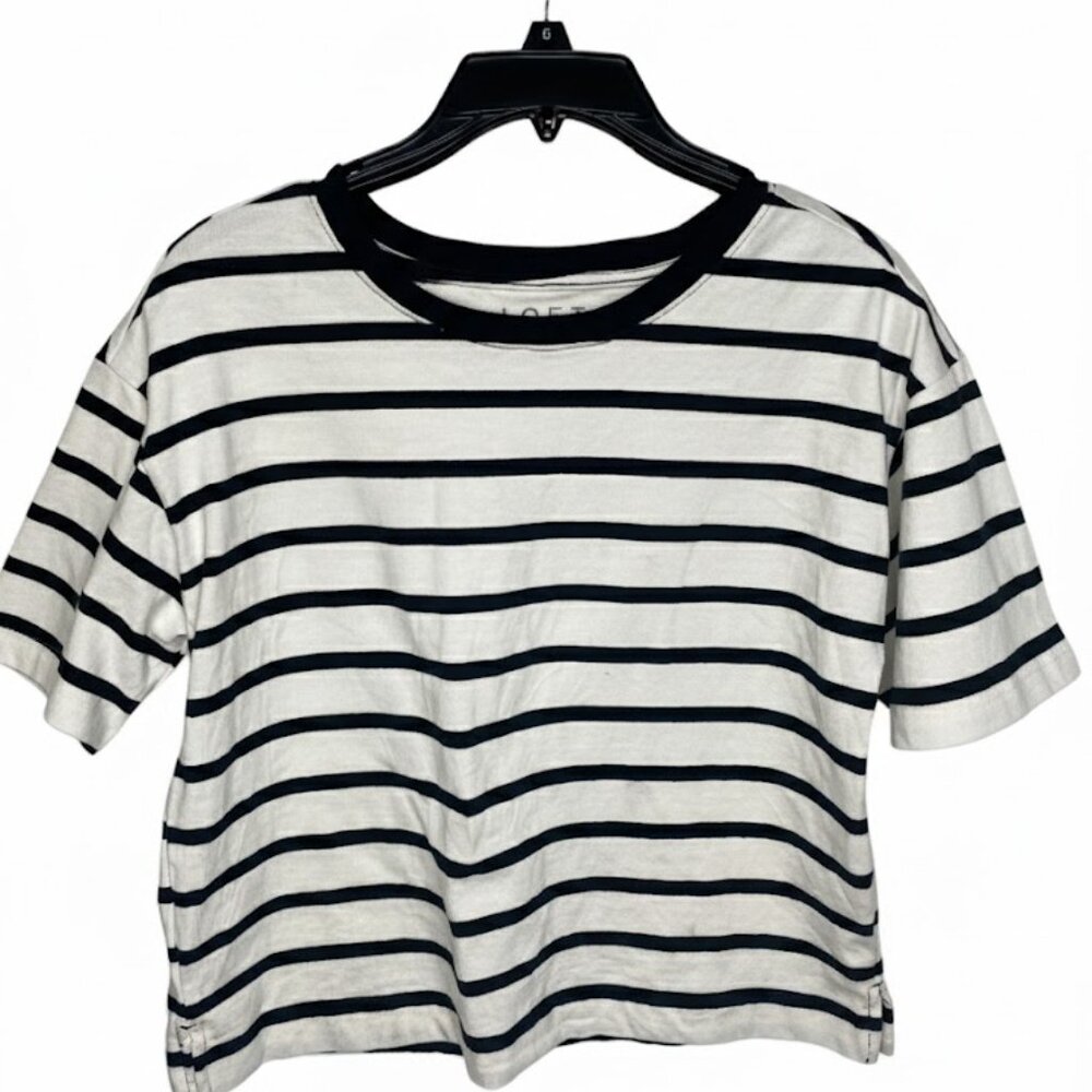 LOFT black & white stripped top